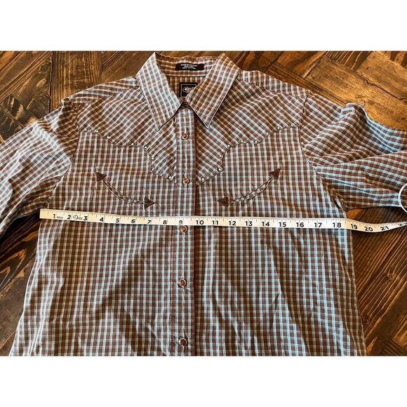 Cruel Retro Denim Festival Western Cowgirl Pearl Snap Shirt Women Medium Aztec - Picture 5 of 13